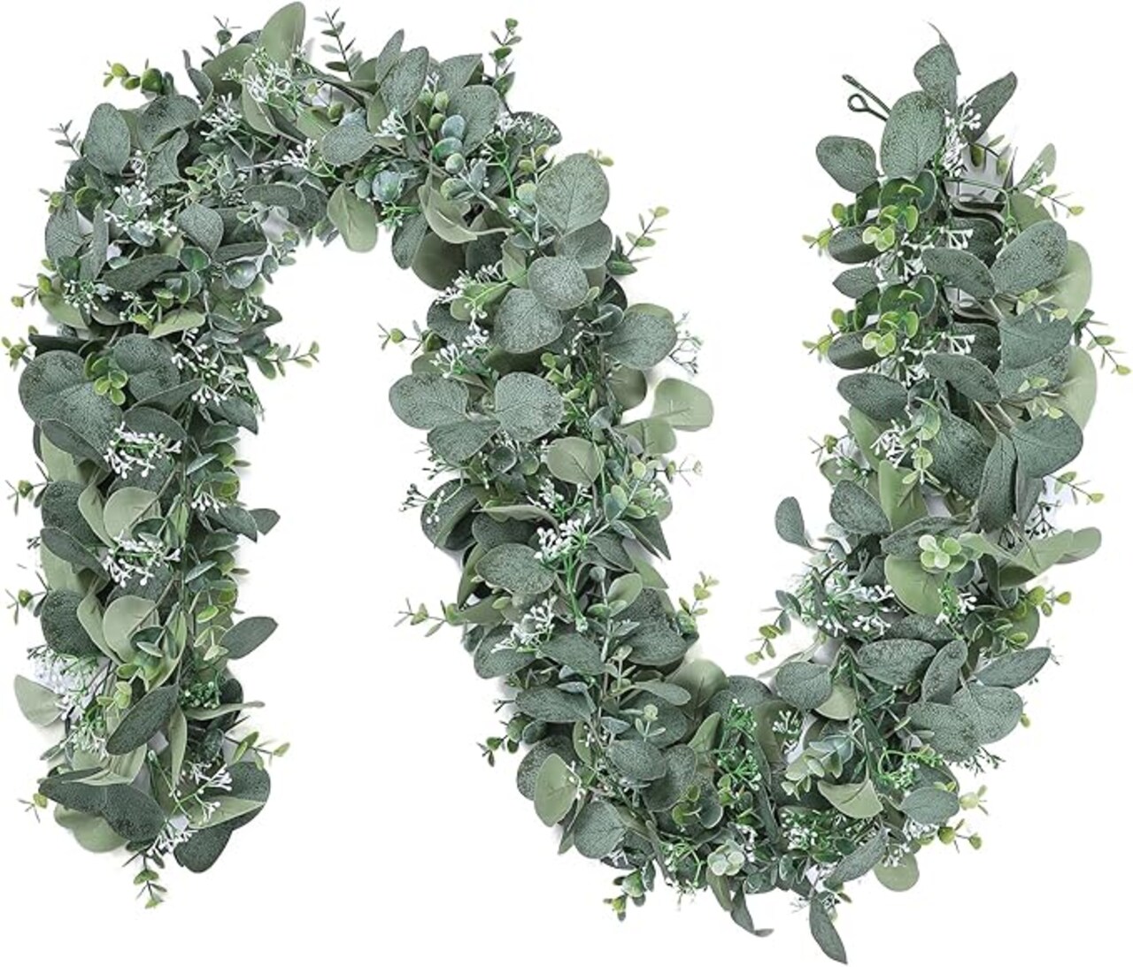 Artificial Eucalyptus Garland, 2Pack Lush Silver Dollar Eucalyptus Leaves Vine Faux Greenery Garland Spring Garland for Mantel Baby Shower Wedding Party Table Room Home Decor